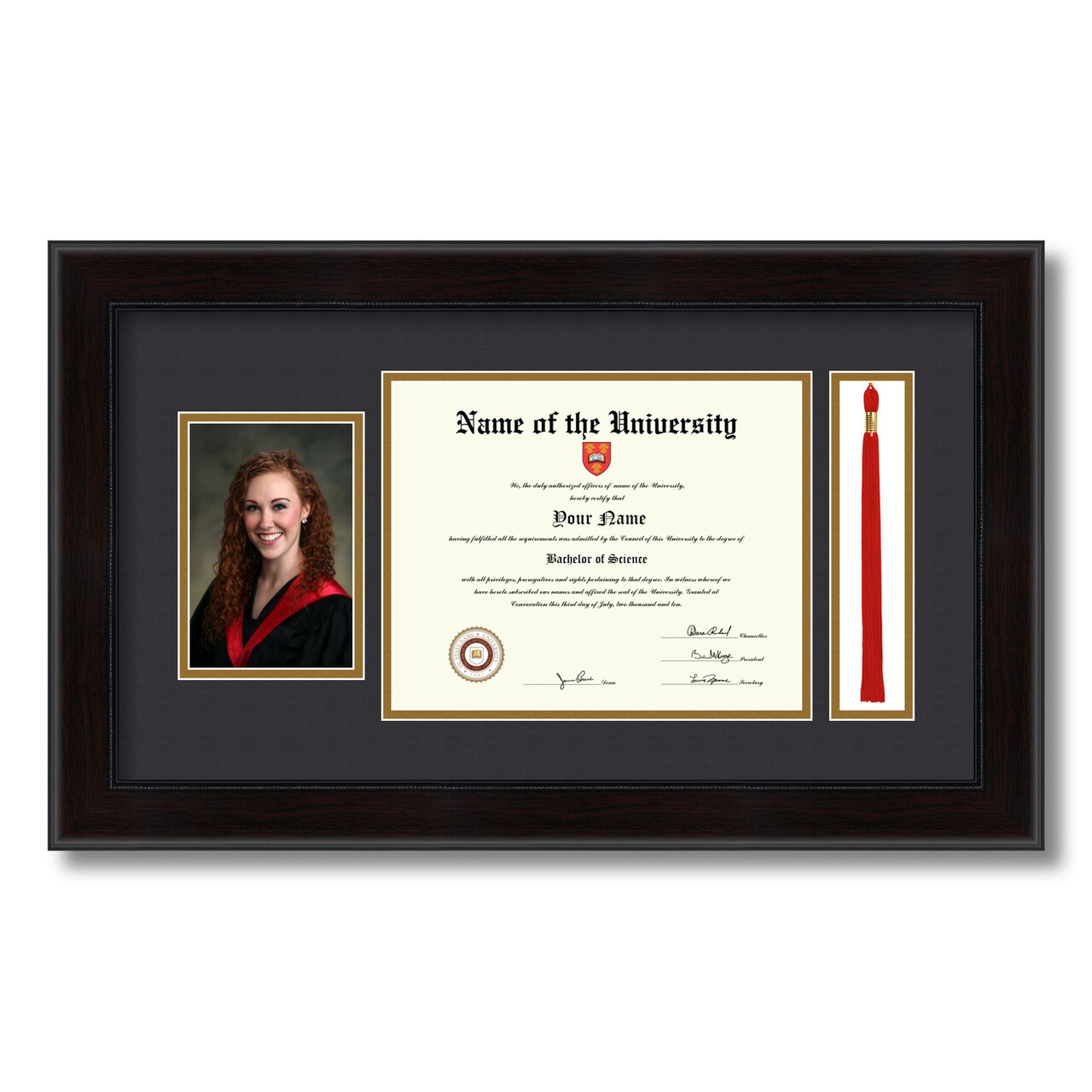 ArtToFrames 8x10 inch Diploma Frame with 4x6 Inch Image Opening and Tassel Opening - Framed with Black and Gold Mats, Comes with Regular Acrylic and Sawtooth Hanger for Wall Hanging (DIT-8x10)